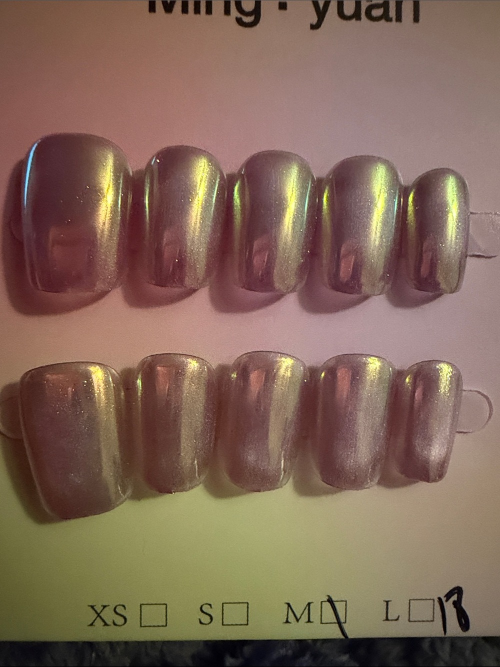 Pink chrome handmade acrylic Press-On Nail Set